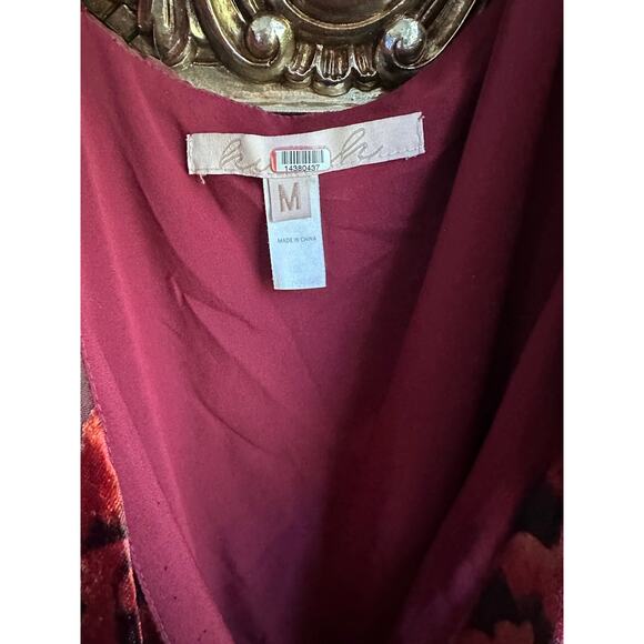 Hutch x RTR Red Velvet Floral Burnout Ruffle Gown Size Medium * - Picture 9 of 9